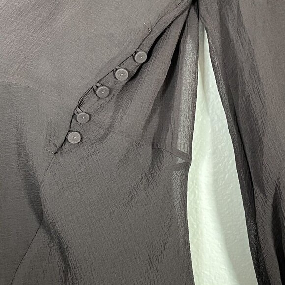 Rebecca Taylor Sheer Ruffle Neck Peplum Crepe Silk Blouse 3/4 Sleeve‎ Size 2 - Picture 6 of 8